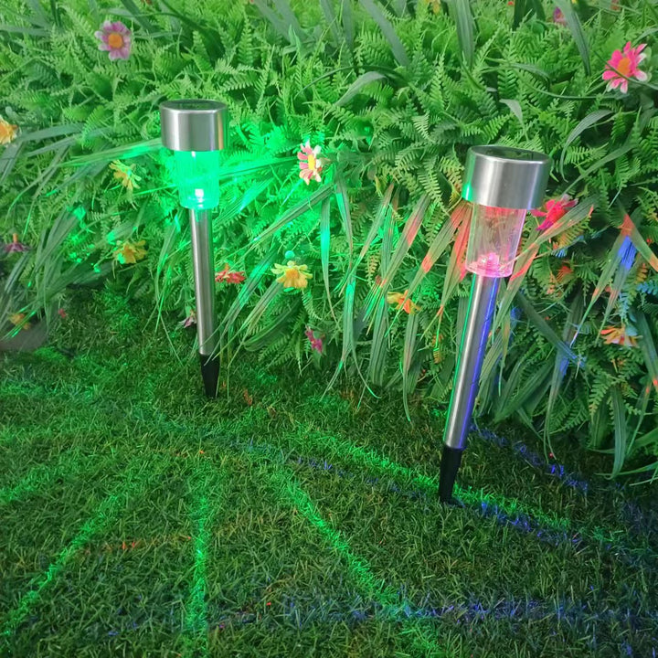 Lisslune | Modern simplicity solar waterproof stainless steel cylinder LED landscape lighting outdoor light for the garden