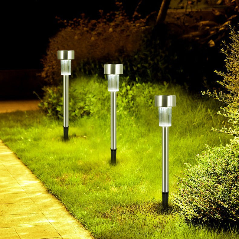 Lisslune | Modern simplicity solar waterproof stainless steel cylinder LED landscape lighting outdoor light for the garden