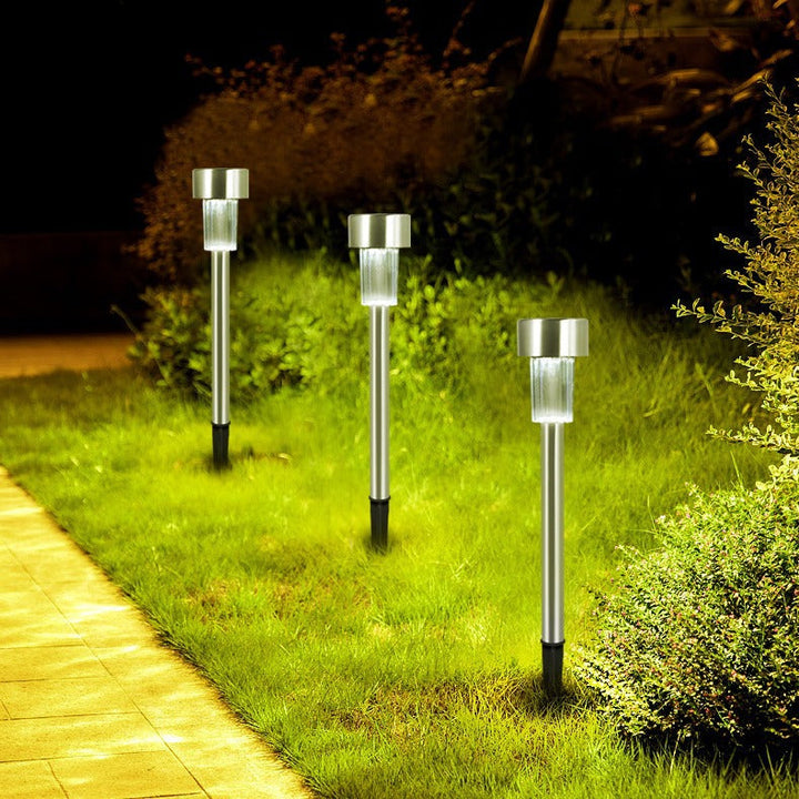 Lisslune | Modern simplicity solar waterproof stainless steel cylinder LED landscape lighting outdoor light for the garden