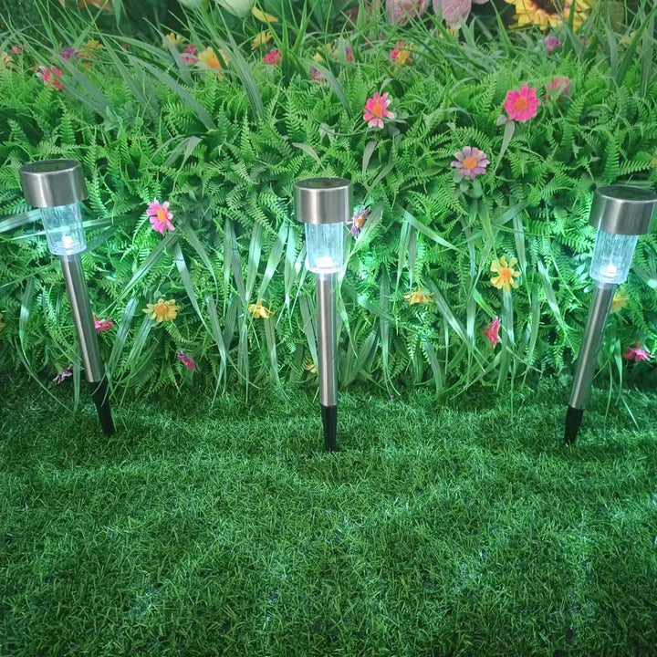 Lisslune | Modern simplicity solar waterproof stainless steel cylinder LED landscape lighting outdoor light for the garden