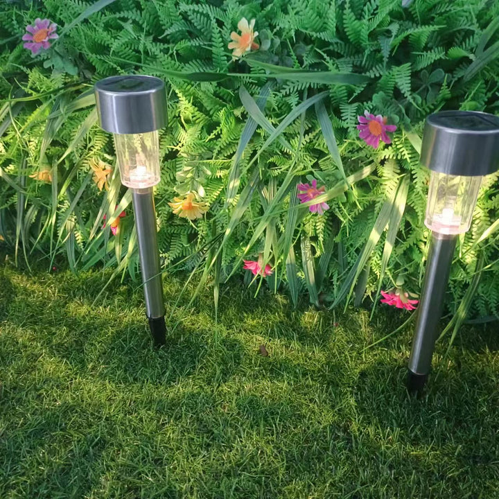 Lisslune | Modern simplicity solar waterproof stainless steel cylinder LED landscape lighting outdoor light for the garden