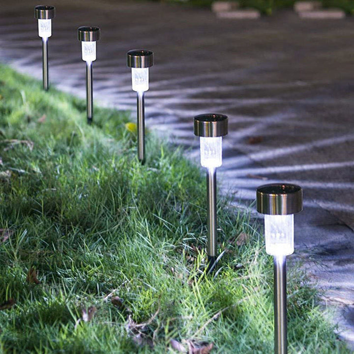 Lisslune | Modern simplicity solar waterproof stainless steel cylinder LED landscape lighting outdoor light for the garden