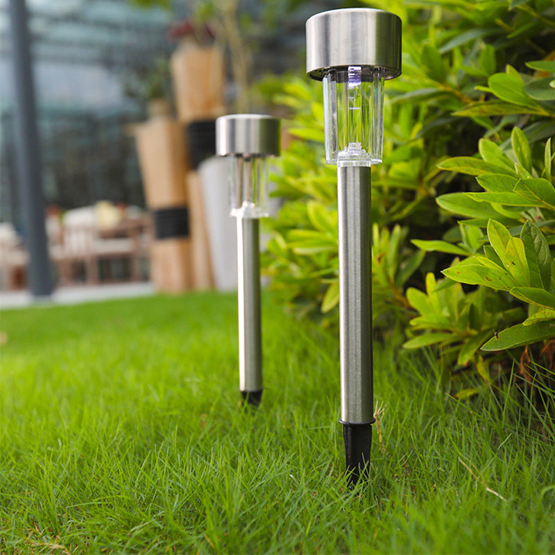 Lisslune | Modern simplicity solar waterproof stainless steel cylinder LED landscape lighting outdoor light for the garden