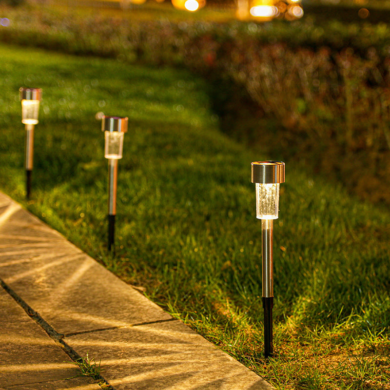 Lisslune | Modern simplicity solar waterproof stainless steel cylinder LED landscape lighting outdoor light for the garden