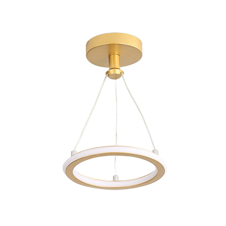 Lisslune | Contemporary Nordic Round Metal Silica LED Semi-Flush Mount Ceiling Light for Corridor