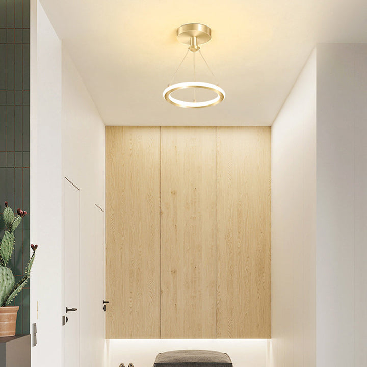 Lisslune | Contemporary Nordic Round Metal Silica LED Semi-Flush Mount Ceiling Light for Corridor