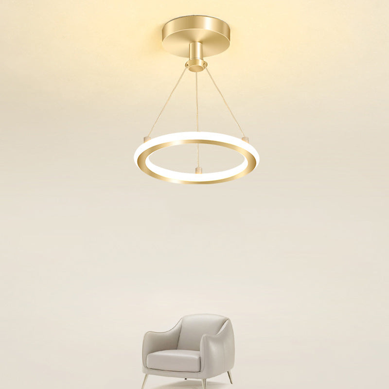 Lisslune | Contemporary Nordic Round Metal Silica LED Semi-Flush Mount Ceiling Light for Corridor