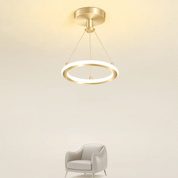 Lisslune | Contemporary Nordic Round Metal Silica LED Semi-Flush Mount Ceiling Light for Corridor