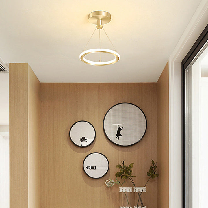 Lisslune | Contemporary Nordic Round Metal Silica LED Semi-Flush Mount Ceiling Light for Corridor