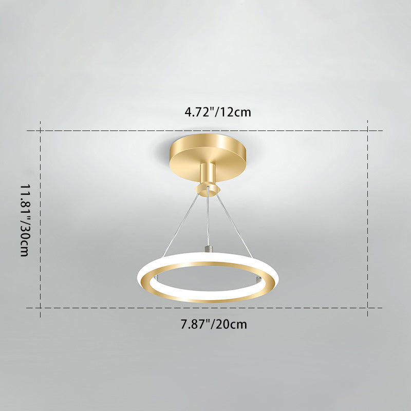 Lisslune | Contemporary Nordic Round Metal Silica LED Semi-Flush Mount Ceiling Light for Corridor