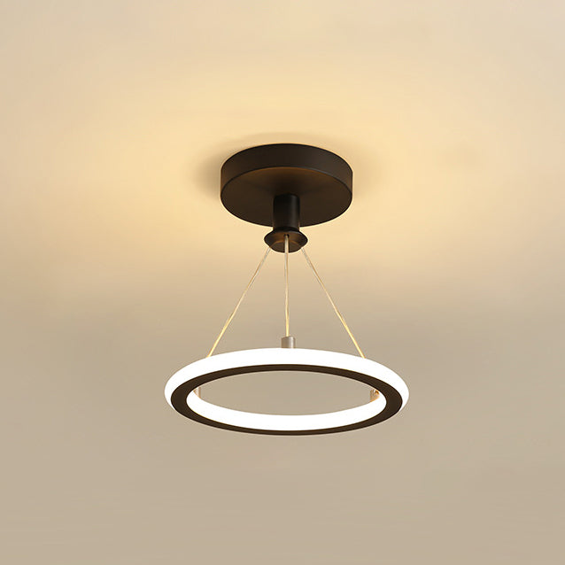 Lisslune | Contemporary Nordic Round Metal Silica LED Semi-Flush Mount Ceiling Light for Corridor