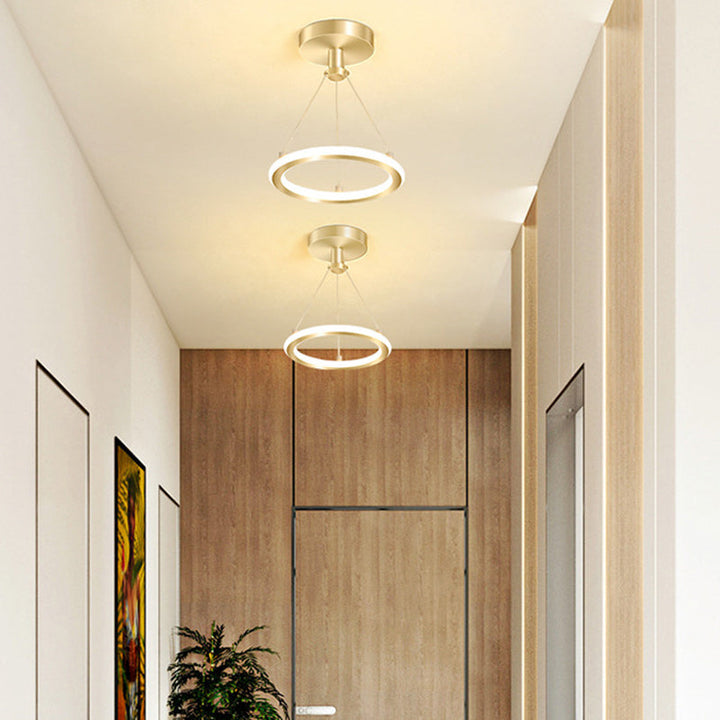 Lisslune | Contemporary Nordic Round Metal Silica LED Semi-Flush Mount Ceiling Light for Corridor