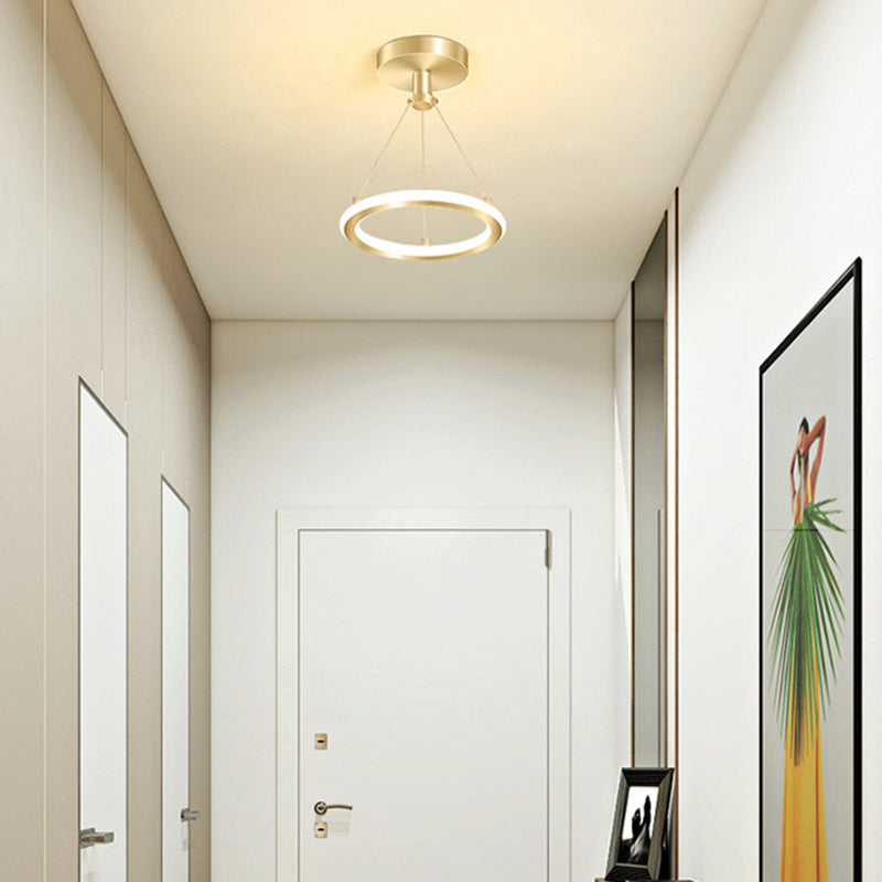 Lisslune | Contemporary Nordic Round Metal Silica LED Semi-Flush Mount Ceiling Light for Corridor