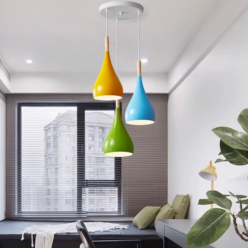Lisslune | Nordic Iron Wood Aluminum Pumpkin Water Drop 1-Light Pendant Light for Dining Room