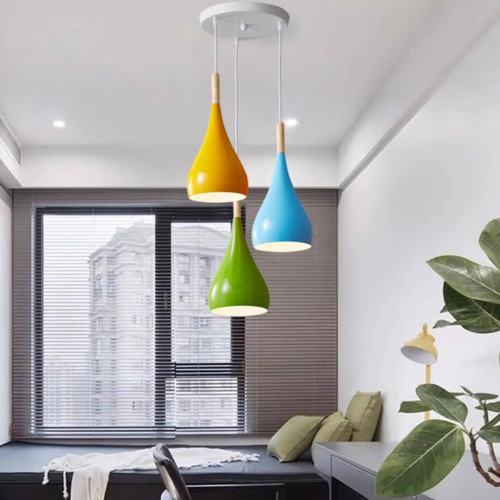 Lisslune | Nordic Iron Wood Aluminum Pumpkin Water Drop 1-Light Pendant Light for Dining Room
