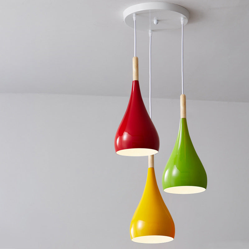 Lisslune | Nordic Iron Wood Aluminum Pumpkin Water Drop 1-Light Pendant Light for Dining Room