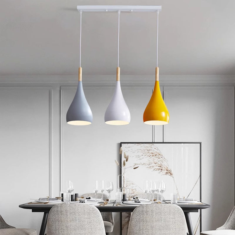 Lisslune | Nordic Iron Wood Aluminum Pumpkin Water Drop 1-Light Pendant Light for Dining Room