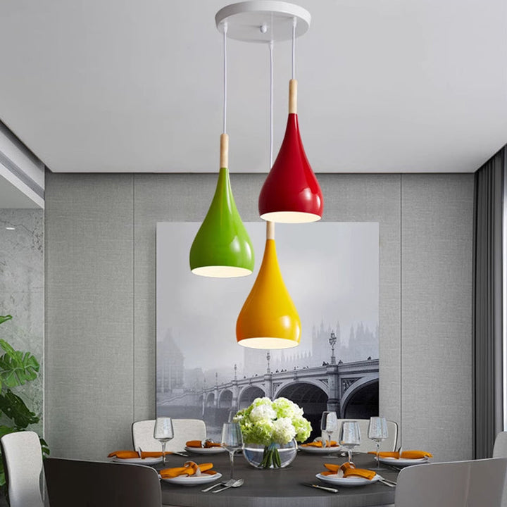 Lisslune | Nordic Iron Wood Aluminum Pumpkin Water Drop 1-Light Pendant Light for Dining Room
