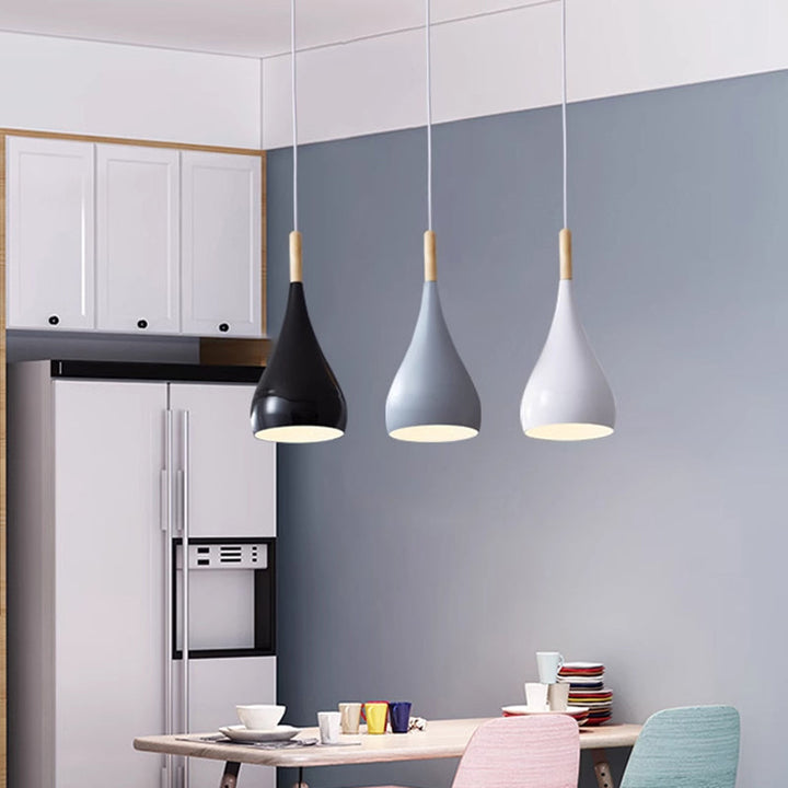 Lisslune | Nordic Iron Wood Aluminum Pumpkin Water Drop 1-Light Pendant Light for Dining Room
