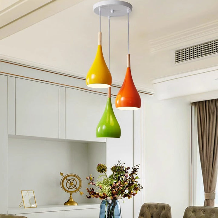 Lisslune | Nordic Iron Wood Aluminum Pumpkin Water Drop 1-Light Pendant Light for Dining Room