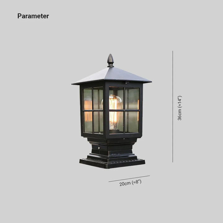 Lisslune | Weather Resistant Outdoor Lantern on Pillar in Black Metal