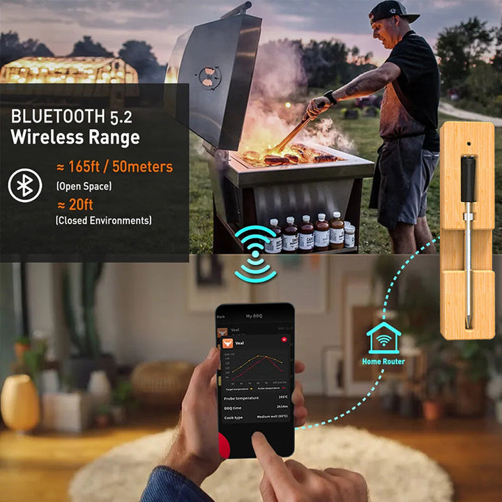 Lisslune | Wireless Meat Thermometer – Perfect Steaks, BBQ, Fish, or Turkey Made Easy