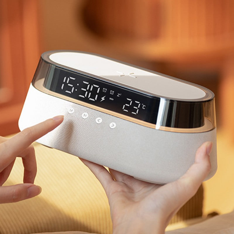 Lisslune | Night Light Wireless Charging Alarm Clock Retro Bluetooth Speaker