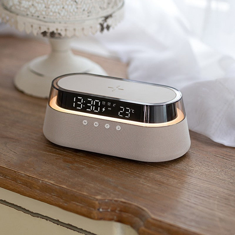 Lisslune | Night Light Wireless Charging Alarm Clock Retro Bluetooth Speaker