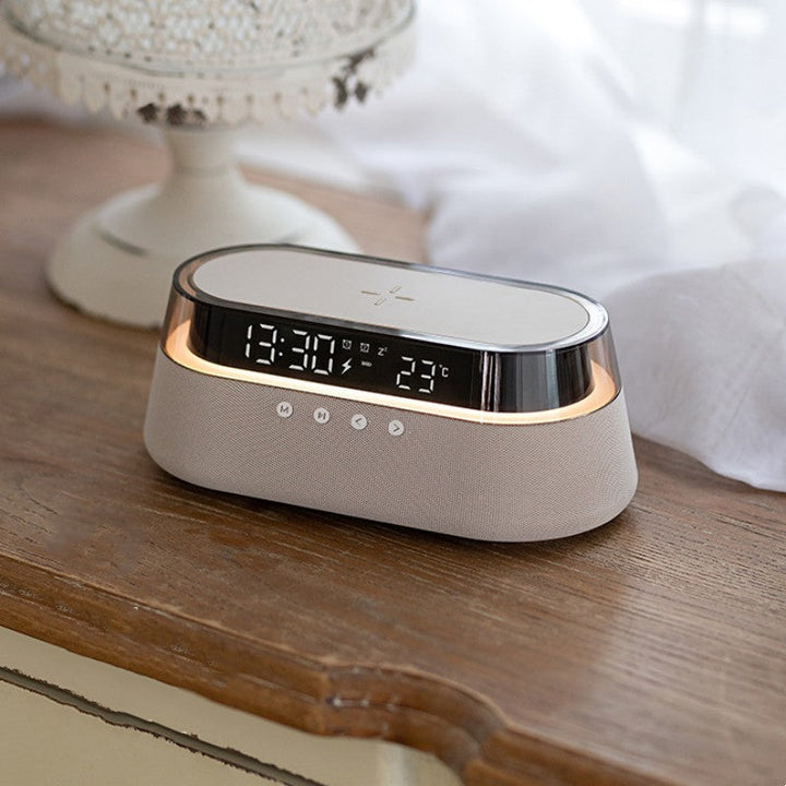 Lisslune | Night Light Wireless Charging Alarm Clock Retro Bluetooth Speaker
