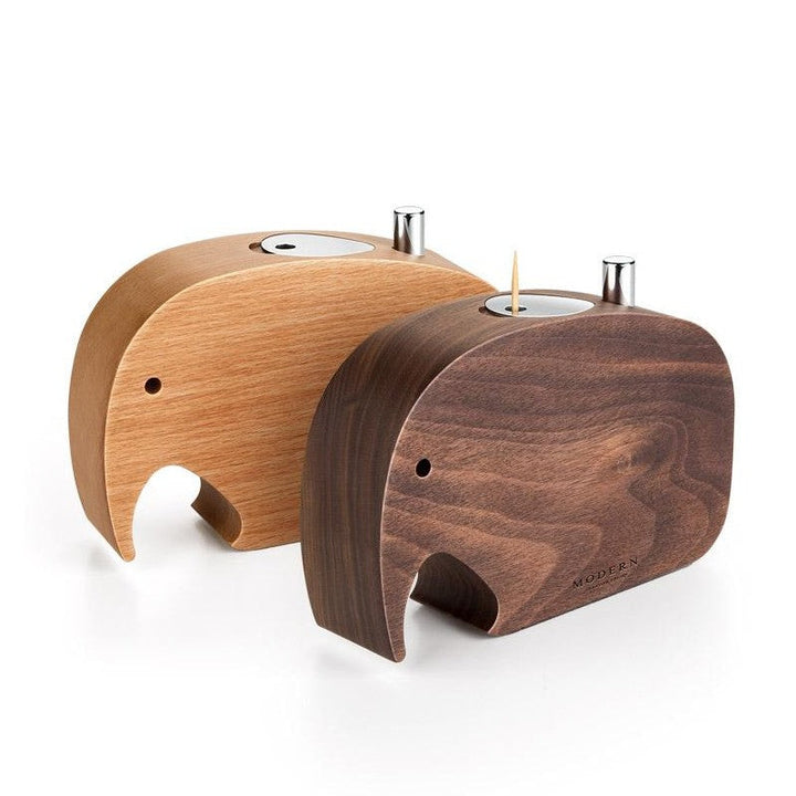 Lisslune | Push-To-Dispense Solid Wood Elephant Toothpick Holder