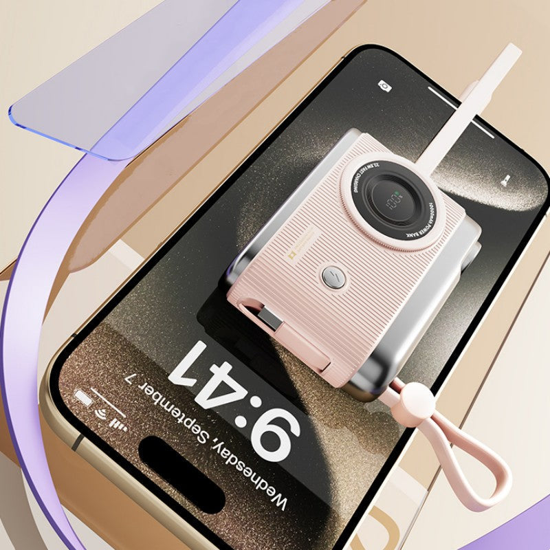 Lisslune | 10000mAh Compact Portable Power Bank With Built-In Cables