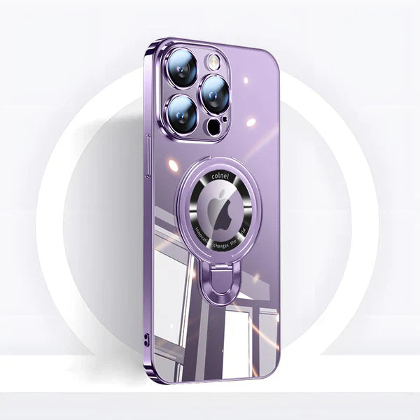 Lisslune | iPhone MagSafe Series | Transparent electroplated rotating stand phone case