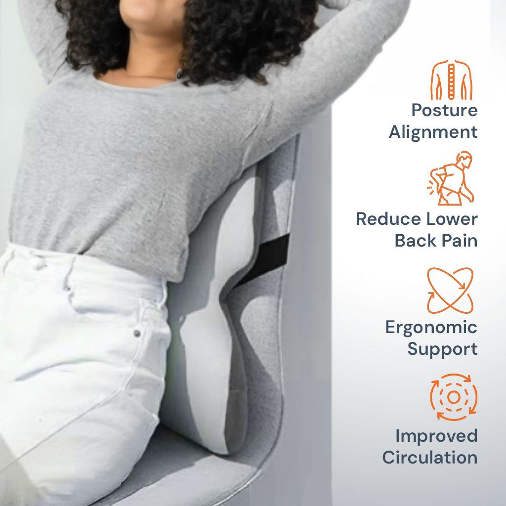 Lisslune | Adjustable Memory Foam Lumbar Support Cushion | Backrest Support for office chair Ergonomic Design for Back Pain Relief at Home, Office & Car