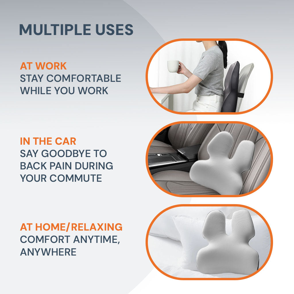 Lisslune | Adjustable Memory Foam Lumbar Support Cushion | Backrest Support for office chair Ergonomic Design for Back Pain Relief at Home, Office & Car
