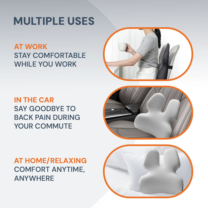 Lisslune | Adjustable Memory Foam Lumbar Support Cushion | Backrest Support for office chair Ergonomic Design for Back Pain Relief at Home, Office & Car