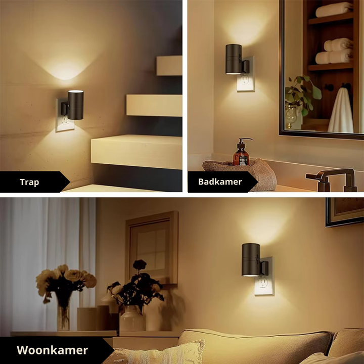 Lisslune | Luxury Plug-In Ambient Night Light – Dimmable LED Wall Light with Sensor (3000K Warm Glow)