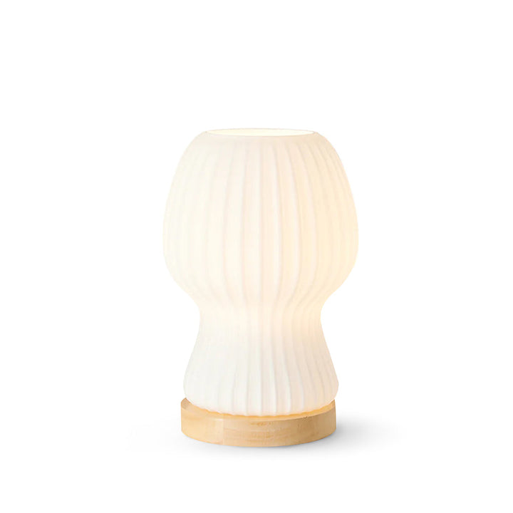 Lisslune | GlowBeam – Folded Glass Table Lamp with Wooden Accent