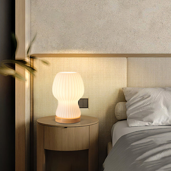 Lisslune | GlowBeam – Folded Glass Table Lamp with Wooden Accent