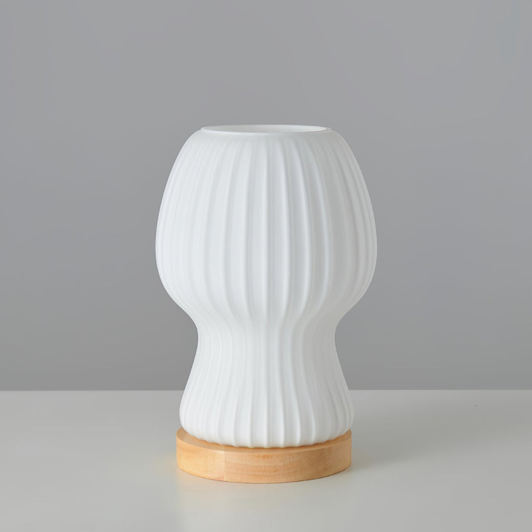Lisslune | GlowBeam – Folded Glass Table Lamp with Wooden Accent