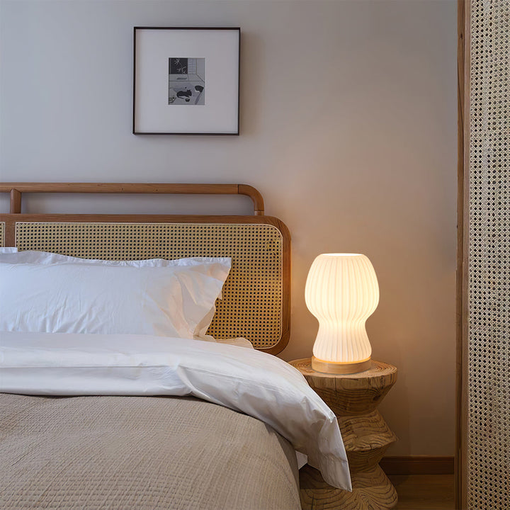 Lisslune | GlowBeam – Folded Glass Table Lamp with Wooden Accent