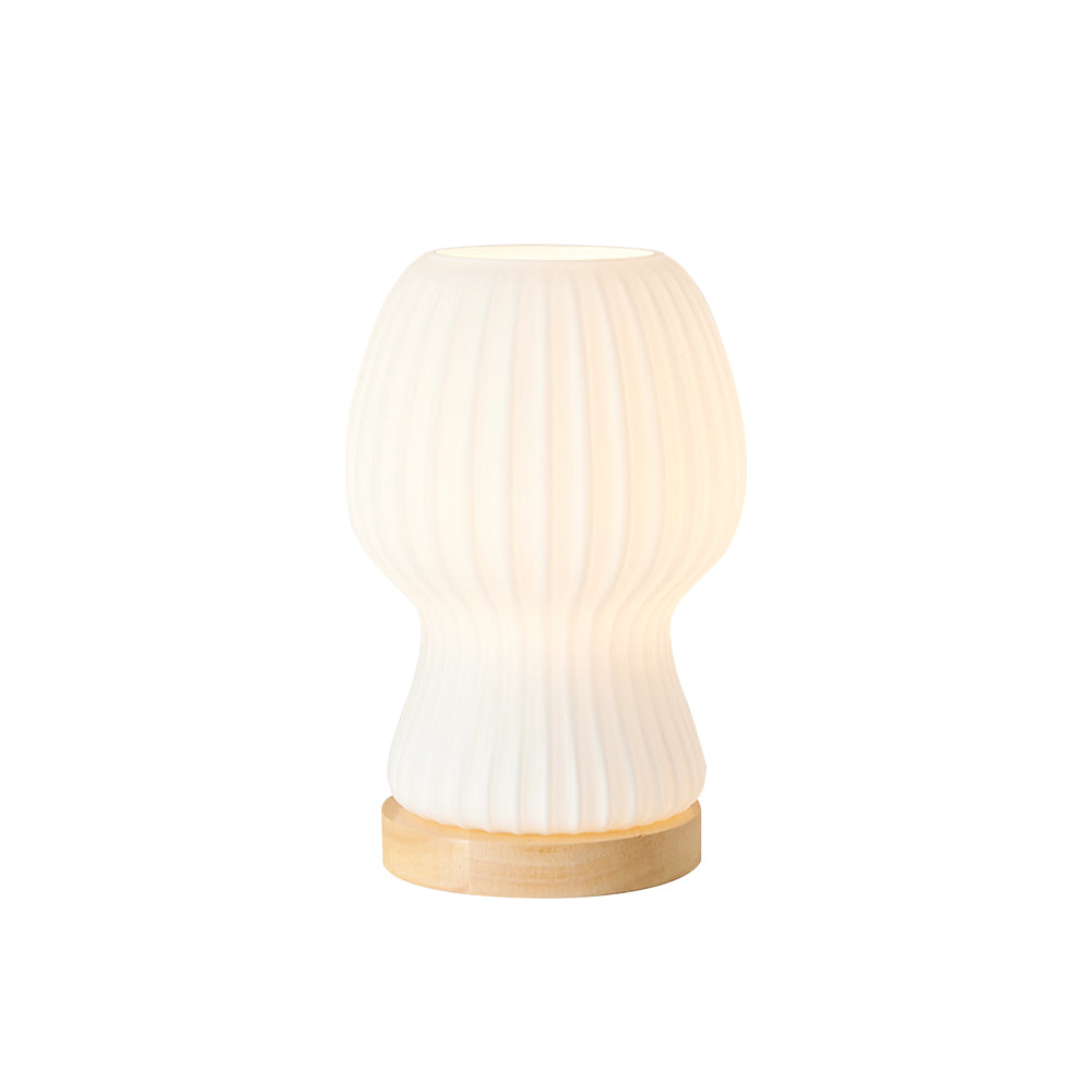 Lisslune | GlowBeam – Folded Glass Table Lamp with Wooden Accent
