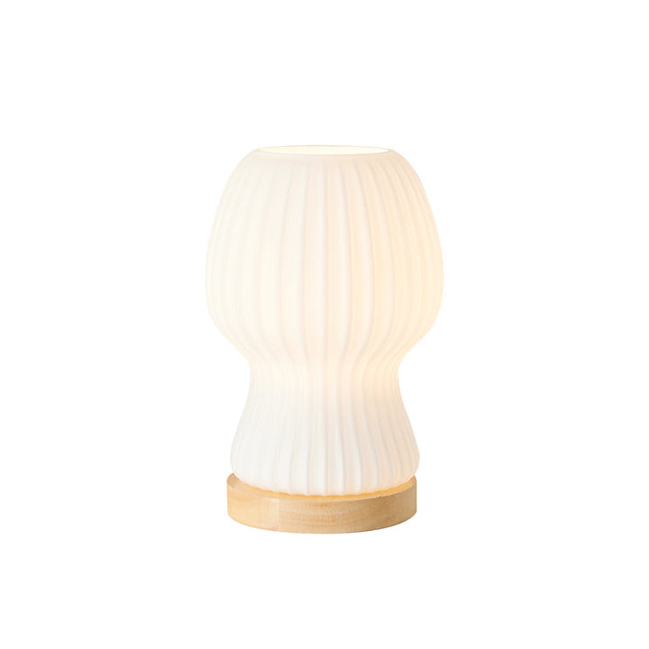 Lisslune | GlowBeam – Folded Glass Table Lamp with Wooden Accent