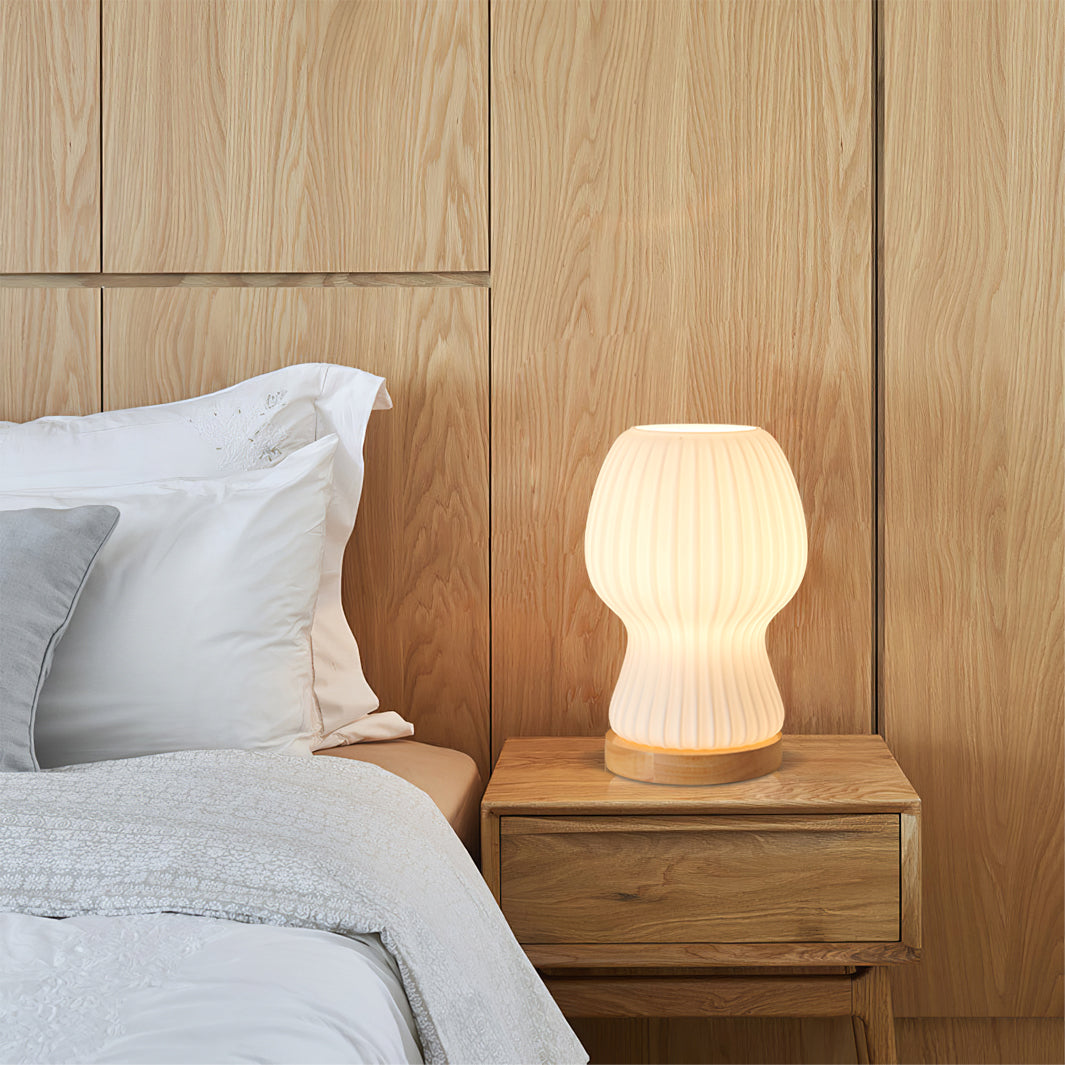 Lisslune | GlowBeam – Folded Glass Table Lamp with Wooden Accent
