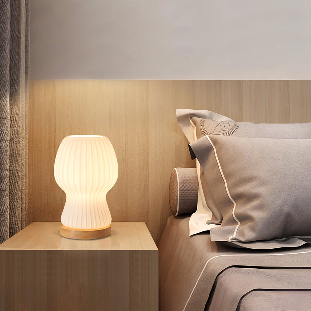 Lisslune | GlowBeam – Folded Glass Table Lamp with Wooden Accent