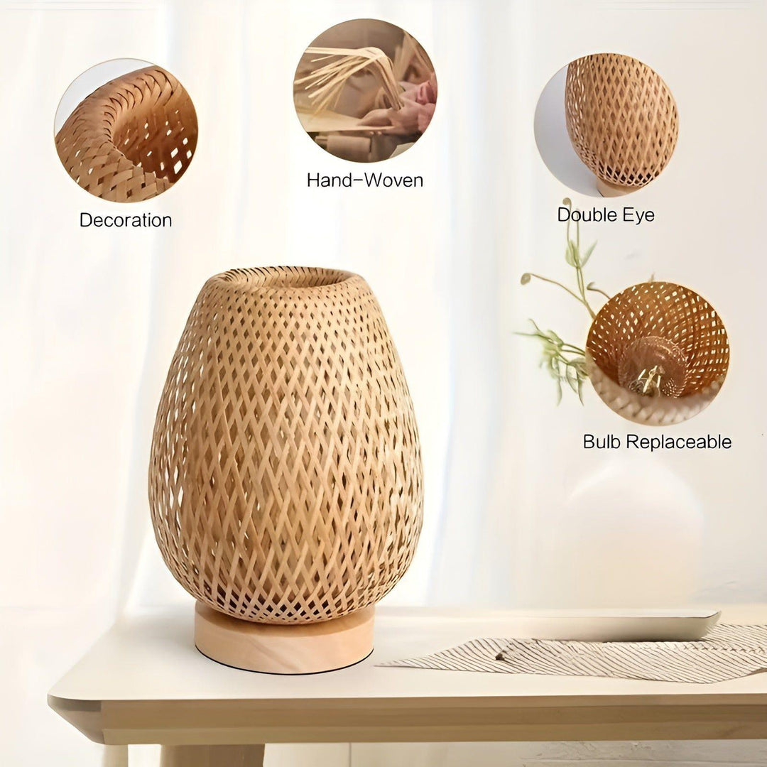 Lisslune | Aura Lamp - Bamboo USB-powered Table Lamp for the Bedroom