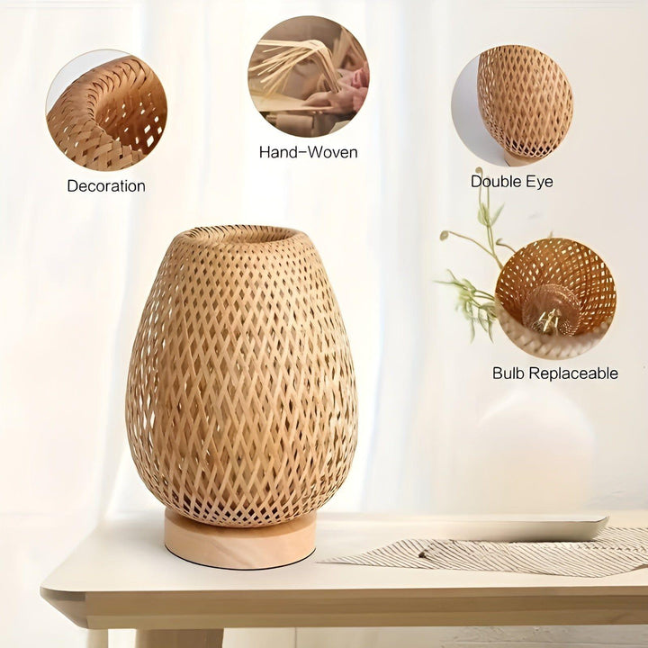 Lisslune | Aura Lamp - Bamboo USB-powered Table Lamp for the Bedroom