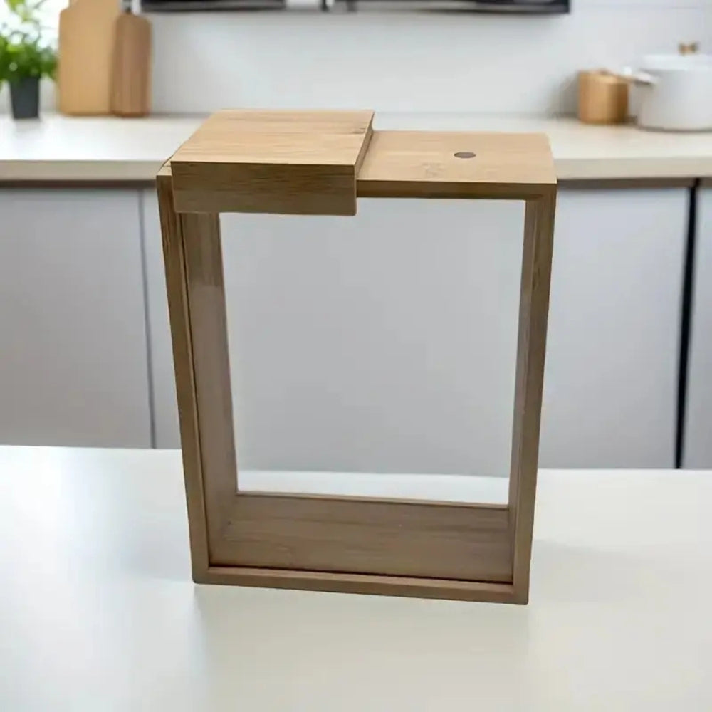 Lisslune | Sliding Bamboo Wood Pasta Grain Storage Container