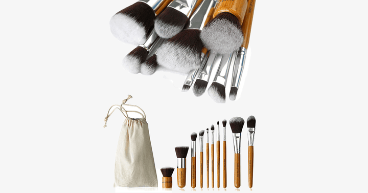 Lisslune | Eco-friendly bamboo hairbrush set with free case – A set of 10 make-up brushes for perfect blending