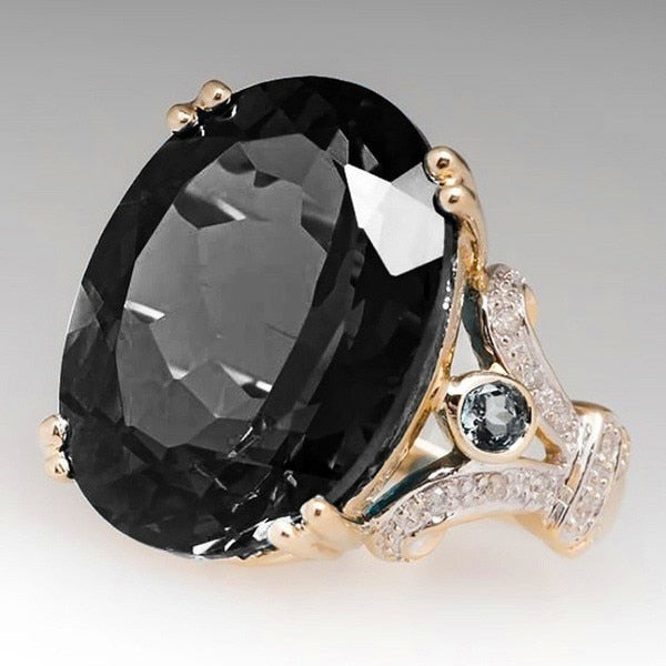 Lisslune | Fashion Luxury Colorful Cubic Zirconia Ring Oval Stone Finger Ring For Women
