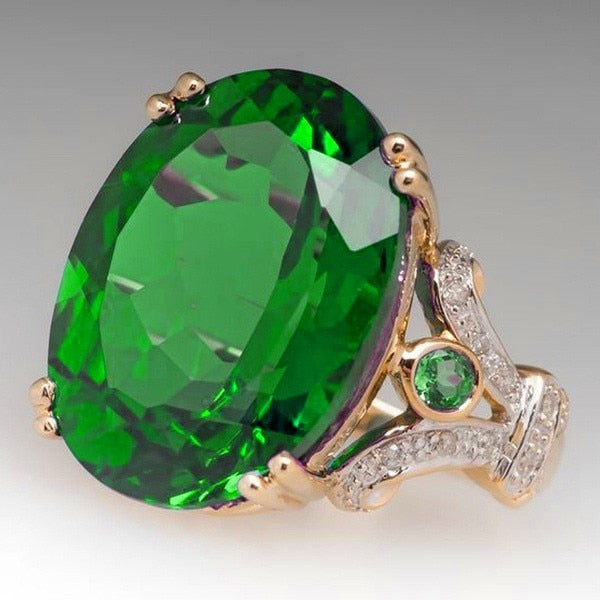 Lisslune | Fashion Luxury Colorful Cubic Zirconia Ring Oval Stone Finger Ring For Women